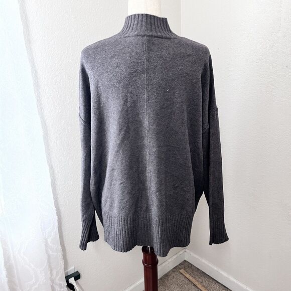 NWT Evolution By Cyrus Womens 2x Sweater Mock Neck Grey Soft Stretch Ribbed - Picture 2 of 9